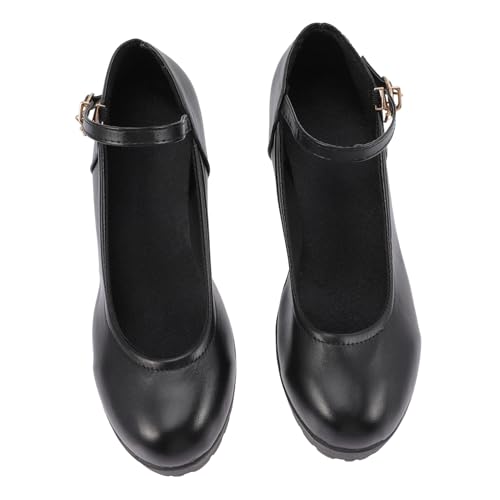 MUCKLILY Damen High Heels Rund Zehen Pumps mit Blockabsatz Schwarz rutschfest Elegant für Party Arbeit Hochzeit und Alltag von MUCKLILY