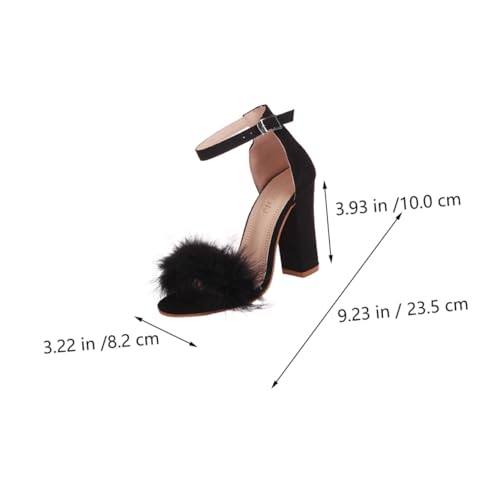 MUCKLILY Damen High heeled Sandals Chunky Heel Sandaletten Sommer Schuhe Offener Zeh Elegant Party Hochzeit Freizeit Schwarz Komfortabel Robust von MUCKLILY