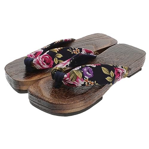 MUCKLILY Massageclogs Damen Flip Flops Sommer Plateausandalen Hausschuhe Baumwolle Jade Schwarz Bequem Slip On für Zuhause und Draußen Größe 38 von MUCKLILY