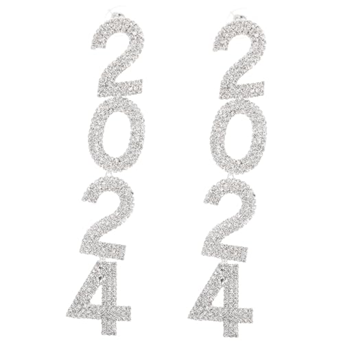 MUCKLILY Damen Ohrringe Funkelnde Strass Ohrhänger Elegant Leicht Komfortabel Vielseitig Für Formelle Anlässe Und Alltag Silberfarben von MUCKLILY