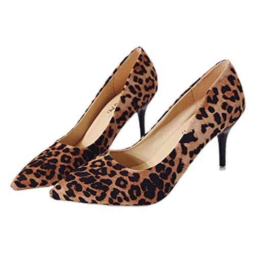 MUCKLILY Damen Pumps Leopard Print High Heels Spitz Modisch Für Party Büro Casual von MUCKLILY