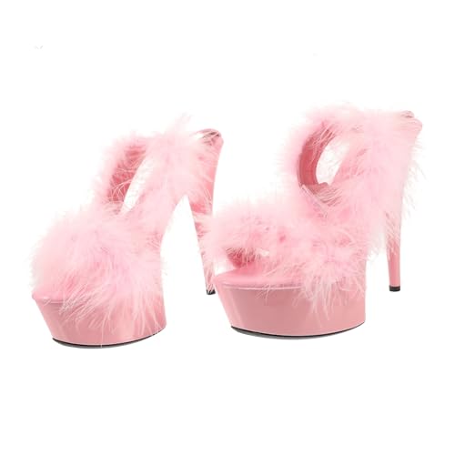 MUCKLILY Damen Sandalen Sommer High Heels Sandaletten mit Anti-rutsch-sohle Atmungsaktiv Verschleißfest Modischer Schräger Absatz für Arbeit und Freizeit Langlebiges von MUCKLILY