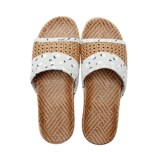 MUCKLILY Damen Sommer Hausschuhe mit Rutschfester Dicker Sohle Offene Zehen Atmungsaktive Bedruckte Freizeitpantoletten für Drinnen und Draußen Grün Bequeme Flat Slippers von MUCKLILY