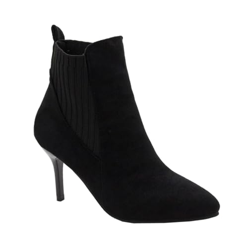 MUCKLILY Damen Stiefeletten mit Spitz Zulaufender Zehenpartie Elegante Ankle Boots aus Mattem Material Modische High Heels für Herbst und Winter Rutschfeste Laufsohle Zeitloser Chic für von MUCKLILY