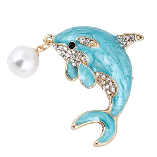 MUCKLILY Damenbrosche Delfinform mit Perle Attraktive Anstecknadel aus Legierung und Emaille Modisches Accessoire für Kleidung für Party Alltag und Vielseitige Outfits von MUCKLILY