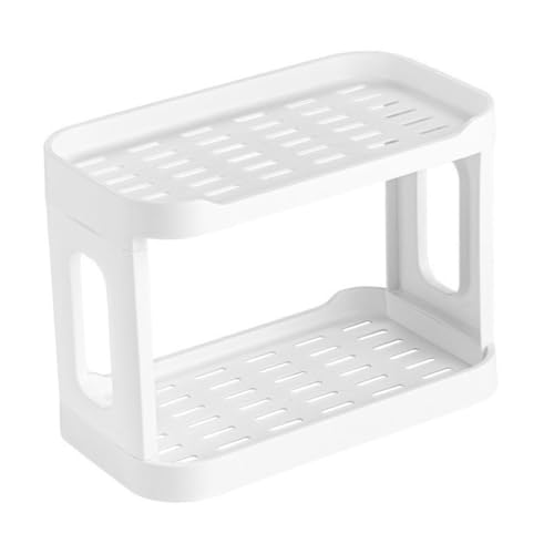 MUCKLILY Doppelschicht Desktop Organizer Kosmetik Aufbewahrungsregal Weiß Platzsparend Abnehmbar Vielseitig für Schminktisch Badezimmer Schlafzimmer und Büro Robust und Stilvoll Gestaltet von MUCKLILY