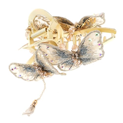 MUCKLILY Doppelte Schmetterlings Haarklammer Mit Quasten Für Frauen Robuste Haarklammer Für Dickes Haar Dekorative Haarspange Geeignet Für Langes Und Dünnes Haar Zum Fixieren Bei Make up von MUCKLILY