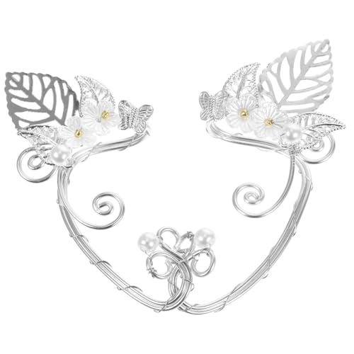MUCKLILY Ear Cuff Ohrmanschette für Damen Kreative Elf ohren Schmuck nicht Gepierct Handgefertigte Ohrclips mit Perlenverzierung Modisches Accessoire für Halloween Kostüm und Alltag von MUCKLILY