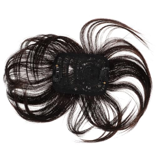 MUCKLILY Wiglet Haarteil Für Frauen Echthaar Haartopper Für Dünnes Haar Wassertief in Tiefbraun Einfach Anzubringen Sicher Und Bequem Für Kaschierte Geheimratsecken Und Haarverdichtung von MUCKLILY