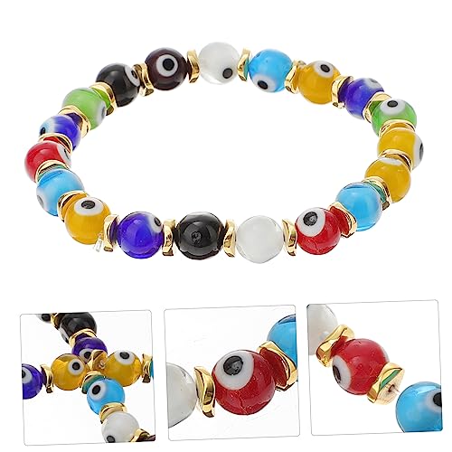 MUCKLILY Einstellbares Evil Eye Armband mit Blauen Perlen Elastisches Unisex Schmuckstück für Männer Frauen Jungen Mädchen Modisches Handgefertigtes Accessoire für Alltag und Party von MUCKLILY