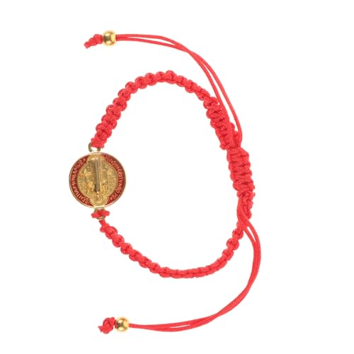 MUCKLILY Einstellbares Rotes Saint Benedict Armband Geflochten Religiöses Unisex Schmuckstück Modisches Spirituelles Schmuck Accessoire für Alltag und Festtage von MUCKLILY