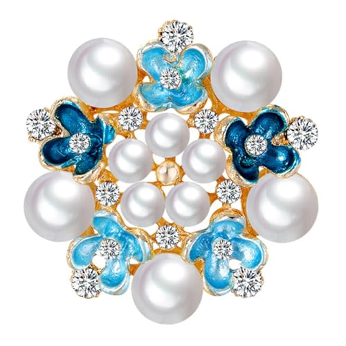 MUCKLILY Elegante Blumen brosche mit Strass und Perlen Modischer Ansteckschmuck für Damen Vielseitiger Cardigan Schal clip Hochwertiger Metallblüten broschenpin als Geschenkidee von MUCKLILY
