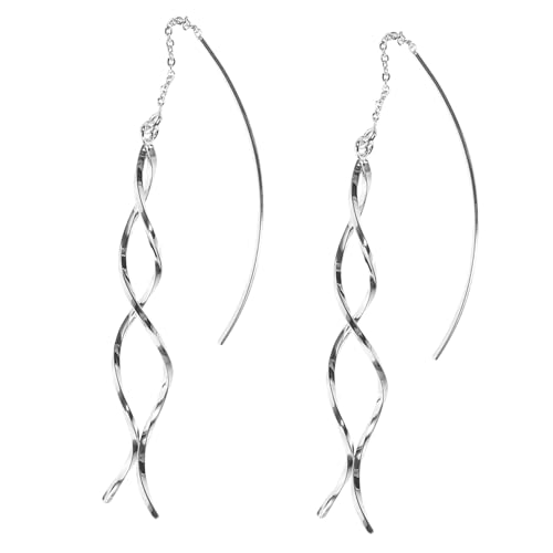 MUCKLILY Elegante Damen Ohrhänger Silberfarben Lange Tassel Ohrstecker Kupferlegierung Modisch Langlebig für Arbeit Party Alltag von MUCKLILY