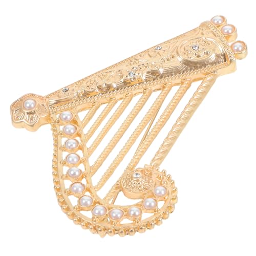MUCKLILY Elegante Harfen brosche aus Stabilem Legierungsmetall mit Perlenbesatz Modische Anstecknadel für Damenkleidung Vielseitige Dekoration für Anzüge Schals und Hüte Geschenk für von MUCKLILY