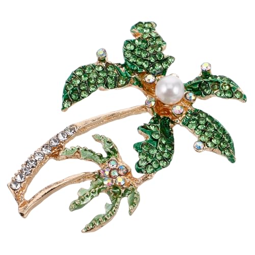 MUCKLILY Elegante Kokospalmen brosche aus Legierung mit Funkelnden Strasssteinen Modisches Accessoire für Damen und Mädchen Geeignet für Alltag Hochzeit Geburtstag und Festliche Anlässe von MUCKLILY
