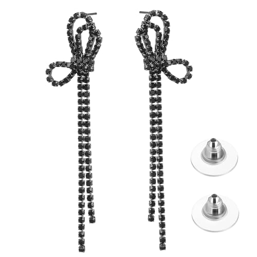 MUCKLILY Elegante Lange Quasten-ohrringe für Damen mit Funkelnden Strasssteinen Leichte Langlebige Ohrhänger für Party Hochzeit und Abendveranstaltungen Modisches Accessoire mit Feiner von MUCKLILY