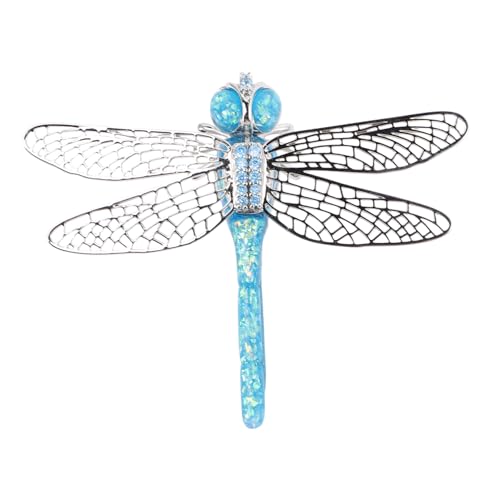 MUCKLILY Elegante Libellen brosche Silber mit Blautopas optik Modisches Insekten schmuckstück Tierisches Ansteckpin für Damen Geschenk zu Geburtstag Muttertag Hochzeit und Alltag von MUCKLILY