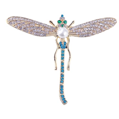 MUCKLILY Elegante Libellen brosche mit Strass und Perlen Modische Anstecknadel für Damenkleidung Vielseitiger Lapel pin für Jacken Schals und Hüte Stilvolles Schmuckaccessoire von MUCKLILY