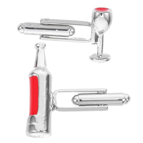 MUCKLILY Elegante Manschettenknöpfe Weinflasche und Weinglas Design Premium Legierung Langlebig und Modisch Damen und Herren Hemd Zubehör Geschenk für Party Geburtstag Halloween von MUCKLILY