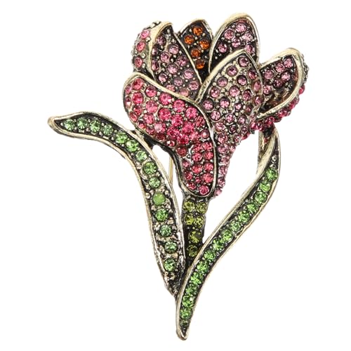 MUCKLILY Elegante Rosenbrosche mit Strasssteinen Rote Anstecknadel für Kleidung Stola und Kostüm Langlebige Blume Brosche Pin Damen für Dinnerparty Geschenk zu Weihnachten und Geburtstag von MUCKLILY