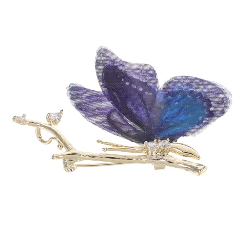 MUCKLILY Elegante Schmetterlingsbrosche aus Organza und Kupfer mit Funkelnden Strasssteinen Vielseitige Anstecknadel für Brautkleider Schals und Festliche Outfits Stilvolles Accessoire für von MUCKLILY