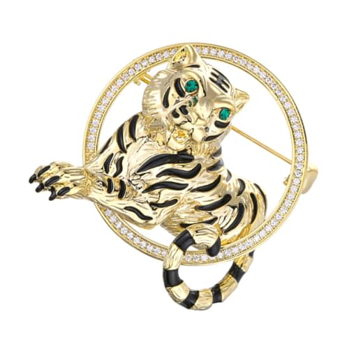 MUCKLILY Elegante Tiger Brosche aus Legiertem Modische Anstecknadel für Kleidung Stilvolle Corsage mit Glänzendem Look Einfach zu Befestigen für Jacken Mäntel Taschen und Accessoires von MUCKLILY