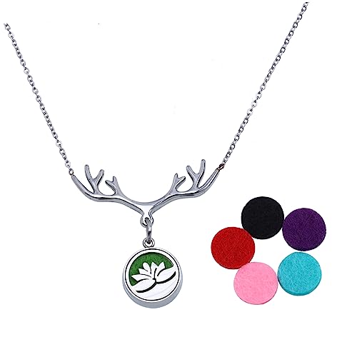MUCKLILY Elk Antler Aromatherapie Diffuser Halskette Mini Locket Kette für Ätherische Öle Eleganter Duftschmuck für Damen und Herren von MUCKLILY