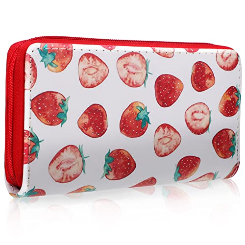 MUCKLILY Erdbeer Geldbörse Damen PU Clutch mit Reißverschluss Langer Geldbeutel für Mädchen Stilvolles Design für Alltag und Urlaub für zu Besonderen Anlässen von MUCKLILY