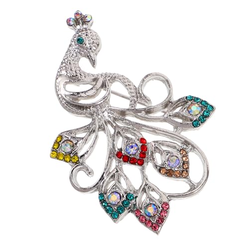 MUCKLILY Extravaganter Pfauenbroschen anstecker mit Funkelnden Strasssteinen Großer Tiermotiv brosche für Damen Vielseitig Tragbar an Jacken Schals Pullovern Elegantes Accessoire für von MUCKLILY