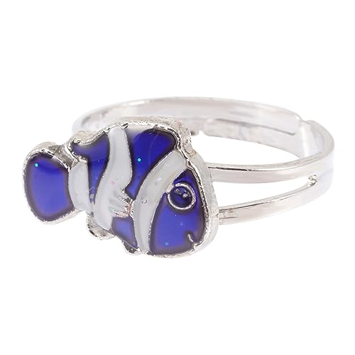 MUCKLILY Farbwechselnder Cartoon Fingerring für Verstellbarer Thermochromic Schmuck Lustiger Fischring für für Familie Freunde von MUCKLILY