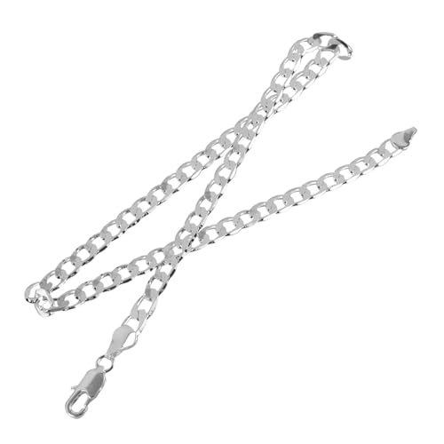 MUCKLILY Flache Silberkette für Männer und Frauen Robuste Metallkette Modisches Design Hip hop Schmuck Vielseitige Halskette für Alltag und Besondere Anlässe von MUCKLILY