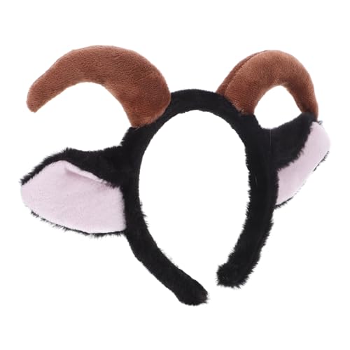 MUCKLILY Flauschiges Schafeohren Stirnband Mit Hörnern Plüsch Tierohren Haarreif Für Junge Mädchen Und Erwachsene Kostümzubehör Für Halloween Partys Und Cosplay von MUCKLILY