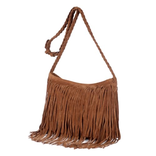 MUCKLILY Fransen Crossbody Umhängetasche Damen Modische Kleine Handtasche mit Quasten Vielseitig Tragbar als Schultertasche für Alltag Reisen Party Große Kapazität Elegantes Design von MUCKLILY