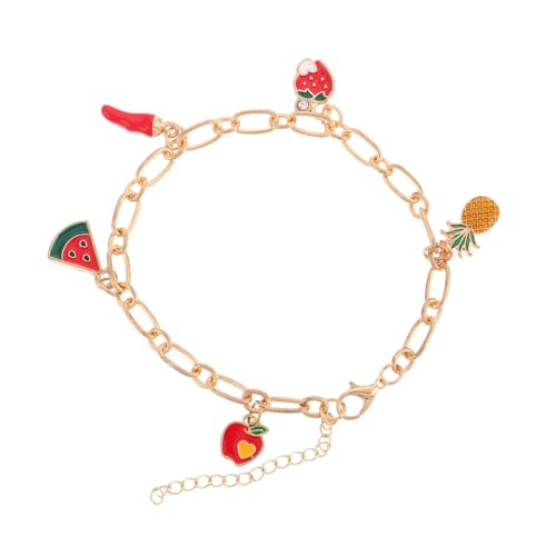 MUCKLILY Fruchtiger Paperclip Armband mit Erdbeer Apfel Wassermelone Ananas Anhängern Bunte Chunky Chain für Damen Süßer Sommer Schmuck Vielseitiges Strand Accessoire von MUCKLILY