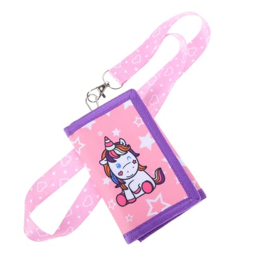 MUCKLILY Geldbörse Mädchen Canvas Geldbeutel mit Einhornmotiv Dreifach Leicht Langlebig mit Reißverschluss und Lanyard Kleine Brieftasche für Mädchen und Teens Praktisch und Kreativ von MUCKLILY