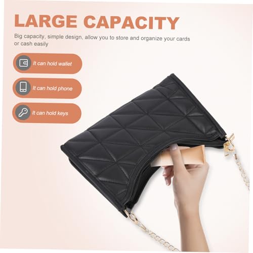 MUCKLILY Gestepptes Crossbody Bag Damen Schultertasche mit Kette Stilvolle Umhängetasche für Alltag Party und Reisen Vielseitige Freizeit Tasche in Schwarz von MUCKLILY