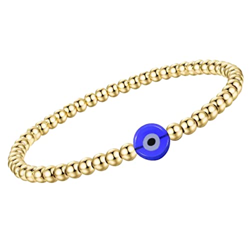 MUCKLILY Goldfarbenes Evil Eye Armband Damen Blaues Auge Perlenarmband Modisches Kupfer-glücksarmband Leichtes Langlebiges Schmuckstück für Alltag und Besondere Anlässe von MUCKLILY