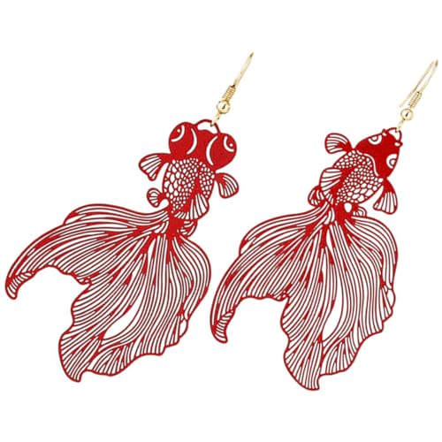 MUCKLILY Goldfisch Ohrringe Damen Lang Hängend Dangle Schmuck Aus Sicherer Legierung Nicht Verblassend Elegante Rote Fisch Anhänger Für Party Alltag von MUCKLILY