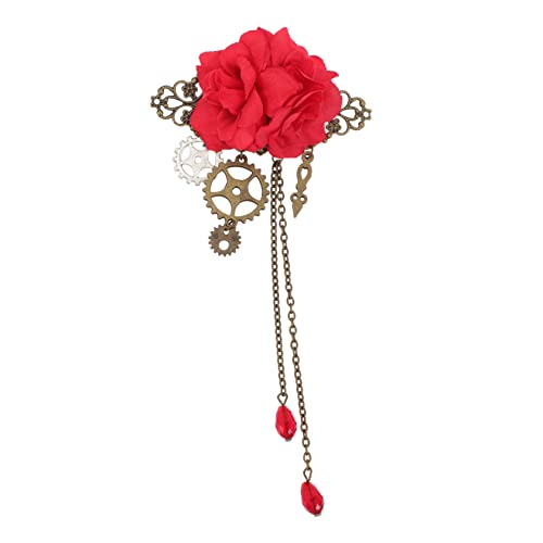 MUCKLILY Gothic Haarschmuck Rosen Haarspange Mechanisches Getriebe Für Mädchen Accessoires Hochzeit Party Cosplay von MUCKLILY