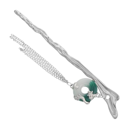 MUCKLILY Gradient Grün Chinese Tassel Haarpin mit Peace Buckle Langlebiger Haarschmuck für Frauen Hanfu Accessoire mit Drachenmotiv und Fließender Quaste Traditionell und Modern von MUCKLILY