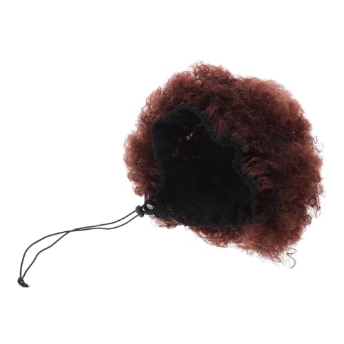 MUCKLILY Große Braune Afro Perücke Kurz Lockig Hitzebeständige Faser Auffälliger Lockiger Dutt Bequemer Sitz Strapazierfähiges Synthetisches Cosplay Zubehör für Damen Party und Fasching von MUCKLILY