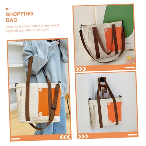 MUCKLILY Große Canvas Handtasche in Kontrastfarben Verstellbare Umhängetasche Geräumige Einkaufstasche für Damen Faltbar und Vielseitig für Schule Strand Reisen und Alltag Geeignet von MUCKLILY