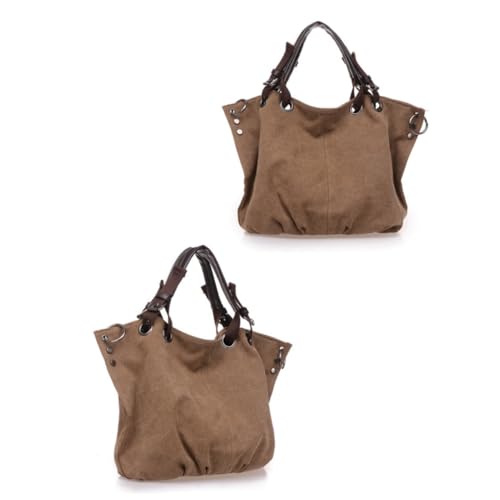 MUCKLILY Große Canvas Schultertasche Damen Handtasche aus Polyester und Baumwolle Modische Leichte Langlebige Umhängetasche mit Reißverschluss Geräumig für Alltag Shopping Strand von MUCKLILY