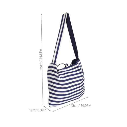 MUCKLILY Große Gestreifte Wendemodell Tote Bag mit Schulterriemen und Crossbody-trageoption Robuste Canvas Umhängetasche für Damen Wiederverwendbar Geräumig für Einkäufe Arbeit und Strand von MUCKLILY