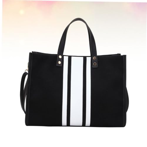 MUCKLILY Große Kapazität Tote Bag Damen Schultertasche Verstellbarer Gurt Schwarz Lässige Freizeit Handtasche mit Robustem Verschluss und Glattem Reißverschluss von MUCKLILY