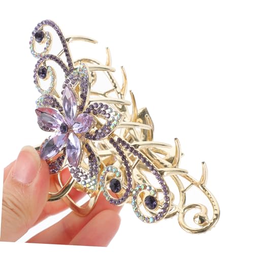 MUCKLILY Großer Haarclip aus Langlebiger Legierung mit Strahlenden Strasssteinen Dekorativer Blumen Krallenclip für Frauen Sicherer Robustes Design als Haarschmuck für Hochzeit und Alltag von MUCKLILY
