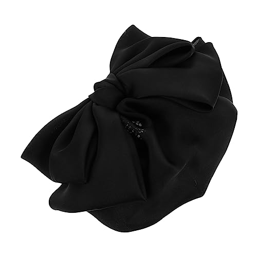 MUCKLILY Großer Schleifen Haarclip mit Netz Haarschmuck Accessoire für und Mädchen für Hochzeiten und Besondere Anlässe Langlebig und Schwarz von MUCKLILY