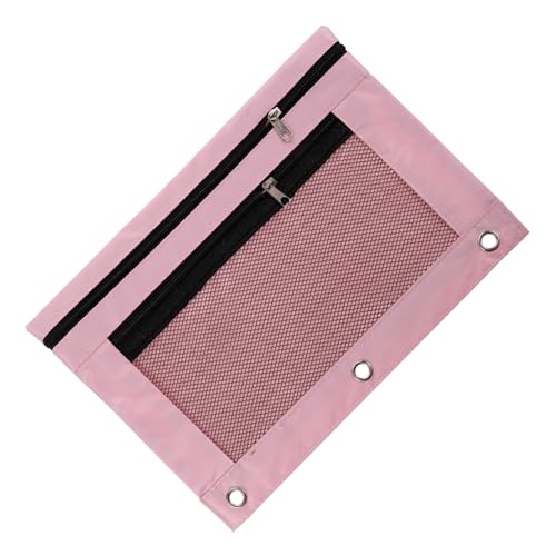 MUCKLILY Großes Federmäppchen mit Reißverschluss für Ringbuch Doppelte Fächer Transparentes Sichtfenster Robustes Schreibwarenetui in Rosa Vielseitige Aufbewahrung für Stifte und von MUCKLILY