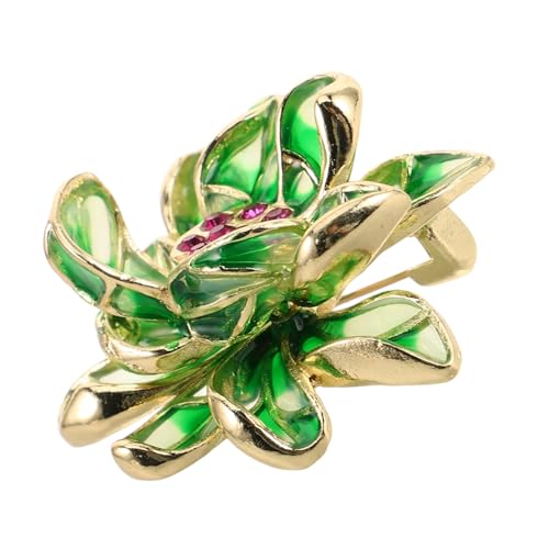 MUCKLILY Grüne Lotusblume Broschen Pin Chinesischer Stil Elegante Emaille Blume Anstecknadel für Damen Kleider Cardigans Mäntel Schmuck Accessoire von MUCKLILY