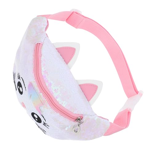 MUCKLILY Gürteltasche mit Niedlicher Katzenstickerei Verstellbarer Schnellverschluss Glitzerndes Design Leichte Umhängetasche für Mädchen für Schule Freizeit und Geschenke von MUCKLILY